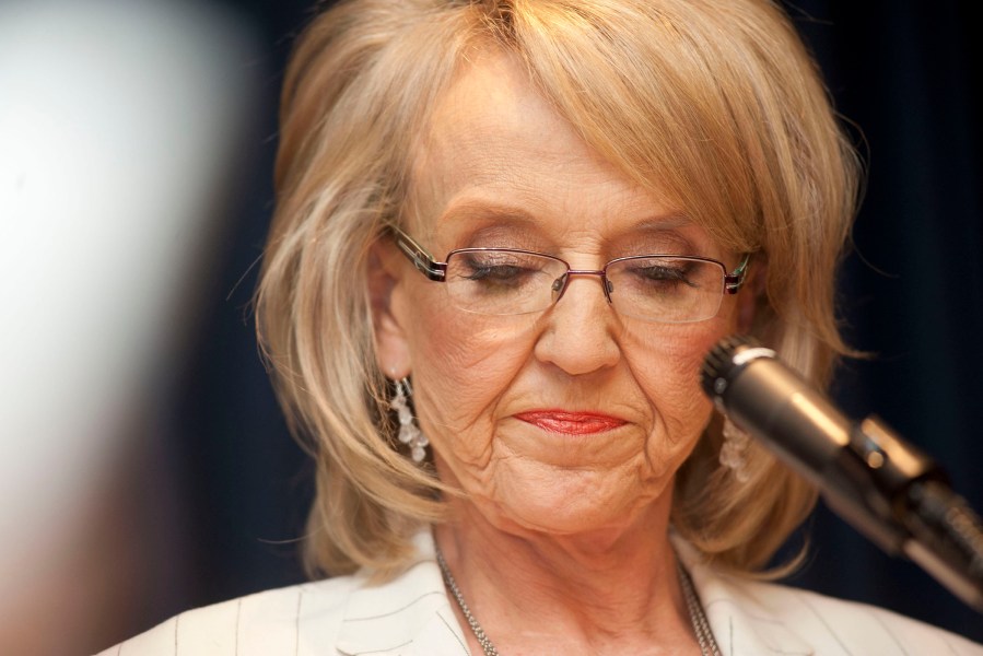 Arizona Gov. Jan Brewer speaks during a news conference.