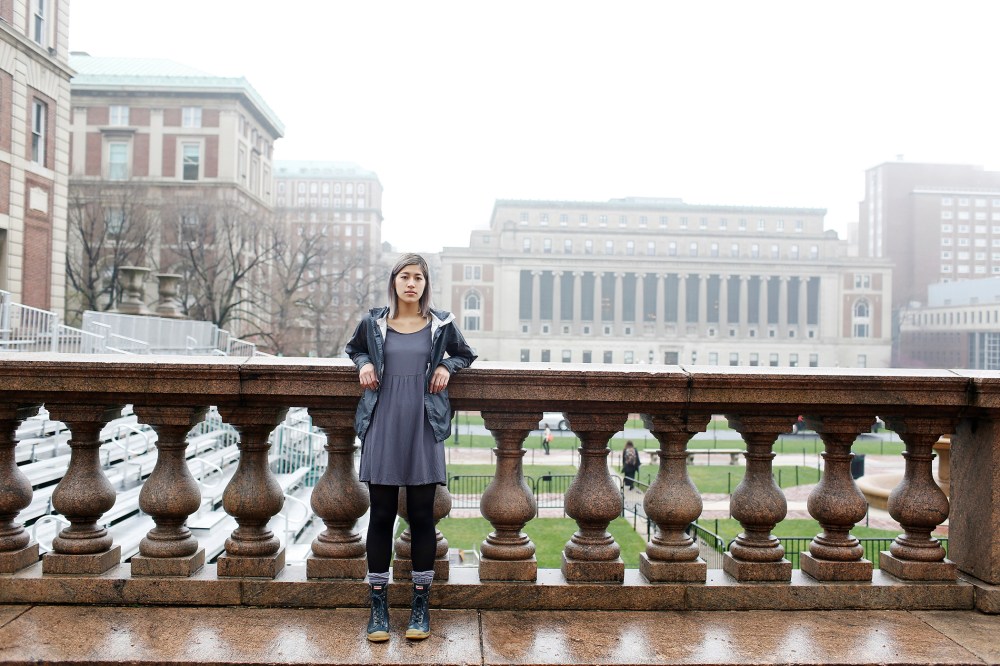 Emma Sulkowicz, who is speaking out about her experience with sexual assault at Columbia University, in New York, May 1, 2014.