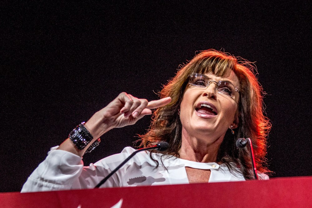 Sarah Palin speaks at The National Rifle Association annual convention in Indianapolis, Indiana, April 2014.