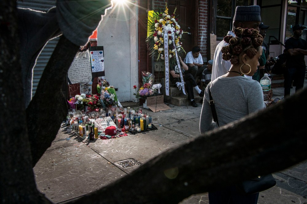 A memorial for Eric Garner at the site where he died.