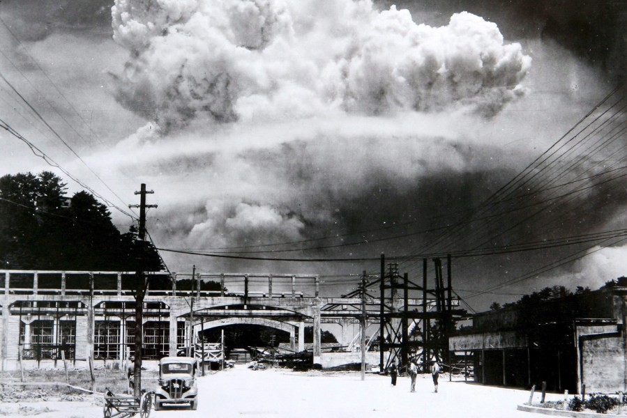 The nuclear bombing of Nagasaki, Japan, Aug. 9, 1945 during world war II. (Photo by Universal History Archive/UIG/Getty)