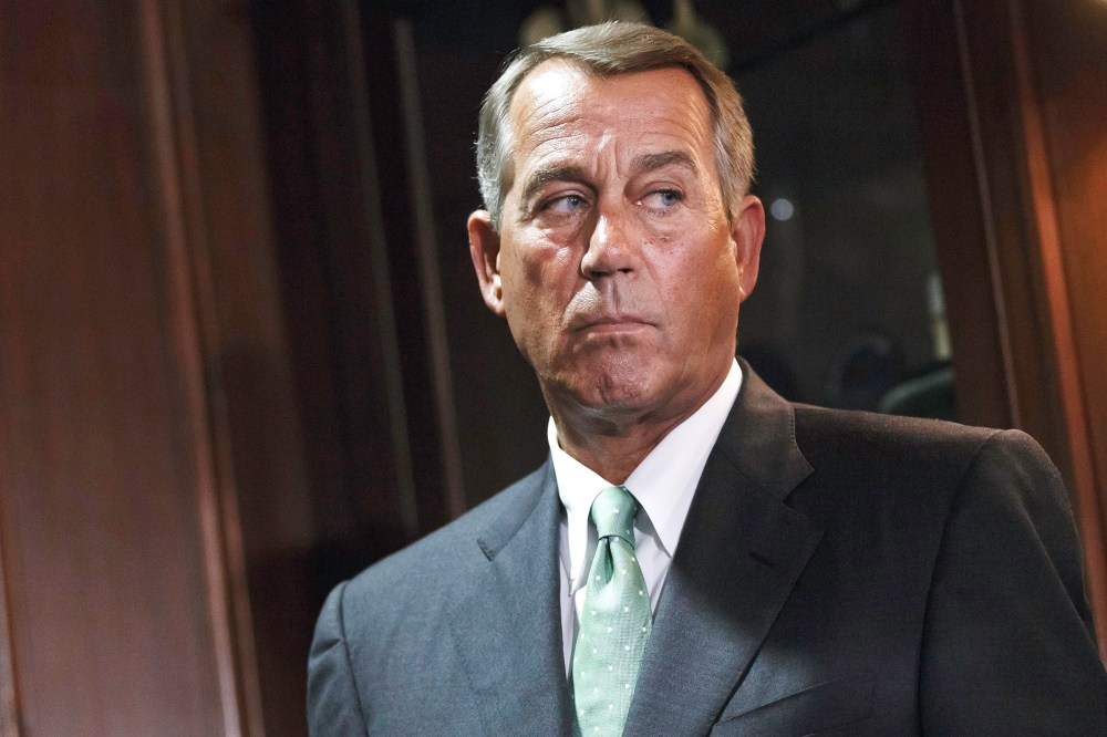 House Speaker John Boehner of Ohio meets with reporters in Washington, July 15, 2014.