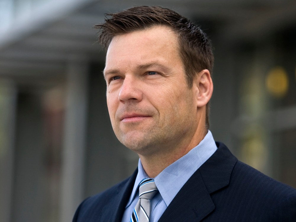 In this May 3, 2010 photo, attorney Kris Kobach poses for a photo in Kansas City, Mo.