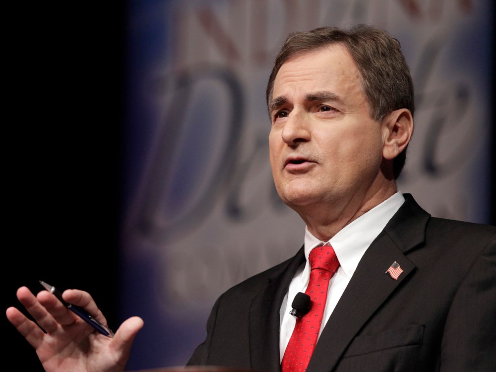 Republican Richard Mourdock, candidate for Indiana's U.S. Senate seat, participates in a debate with Democrat Joe Donnelly  and Libertarian Andrew Horning in a debate in New Albany, Ind., Tuesday, Oct. 23, 2012. Mourdock said Tuesday when a woman is...