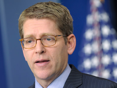 White House press secretary Jay Carney speaks during the daily briefing in Washington, D.C. on Feb. 6, 2013. (Photo by Susan Walsh/AP)
