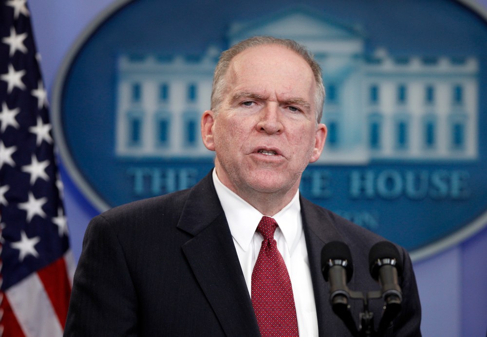 FILE - In this Oct. 29, 2010 file photo, Deputy National Security Adviser for Homeland Security and Counterterrorism John Brennan briefs reporters at the White House in Washington.  (AP Photo/Charles Dharapak, File)