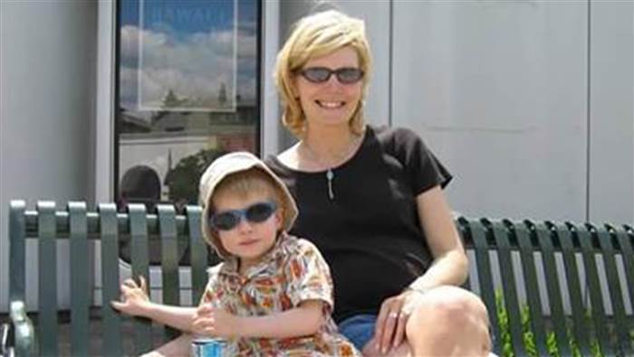 Kate Snow with son Zack when he was a toddler. Now that her kids are older, they have more questions about the stories she reports.