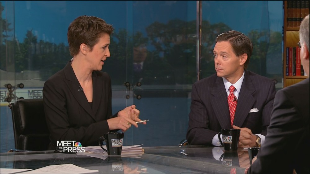 msnbc host Rachel Maddow and Ralph Reed of the Faith and Freedom Coalition. (Via msnbc)