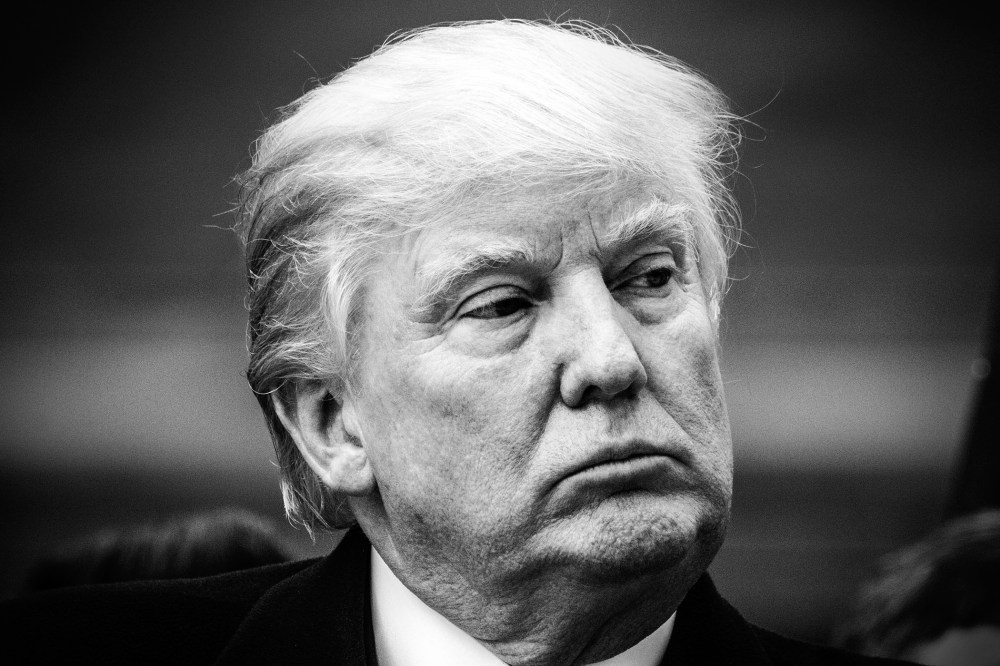 Republican presidential candidate Donald Trump holds a news conference at his hotel, which is under construction, in Washington D.C. on March 21, 2016. (Photo by Mark Peterson/Redux for MSNBC)