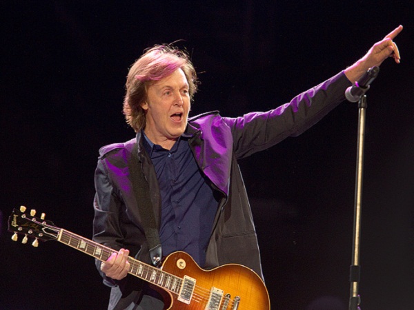 Paul McCartney performing at the Hard Rock Calling festival in London, July 14, 2012. (Rex Features via AP Images)