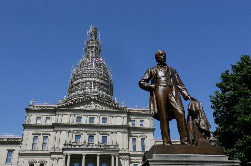 The Michigan Statehouse, Tuesday, July 28, 2015, in Lansing, Mich.