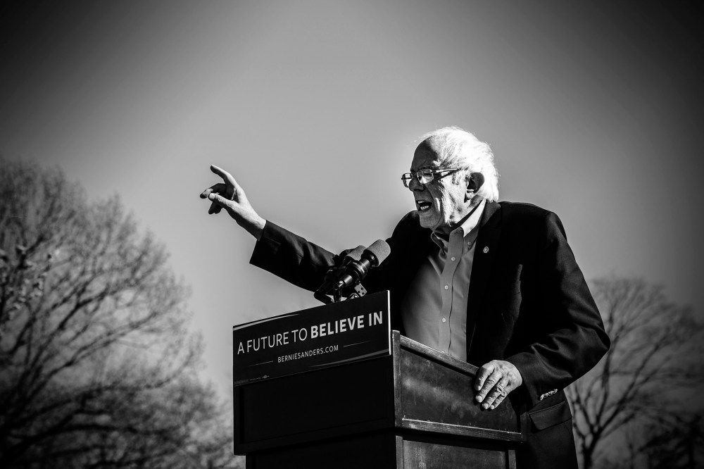 Senator Bernie Sanders speaks at rally in Prospect Park, Brooklyn, April 17, 2016. (Photo by Mark Peterson/Redux for MSNBC)