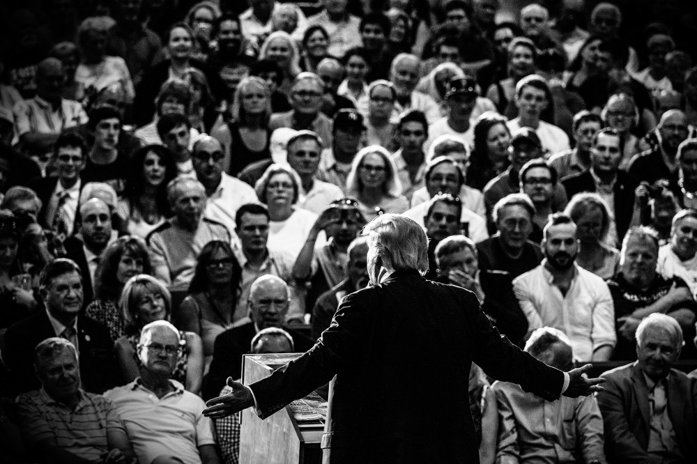 Donald Trump speaks at a town hall event in Rochester, N.H. on Sept. 17, 2015. (Photo by Mark Peterson/Redux for MSNBC)