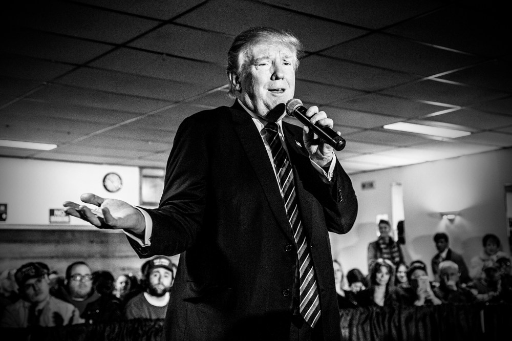 Donald Trump campaigns in N.H. on Feb. 8, 2016 ahead of the primary that will be held in the state on Tuesday. (Photo by Mark Peterson/Redux for MSNBC)