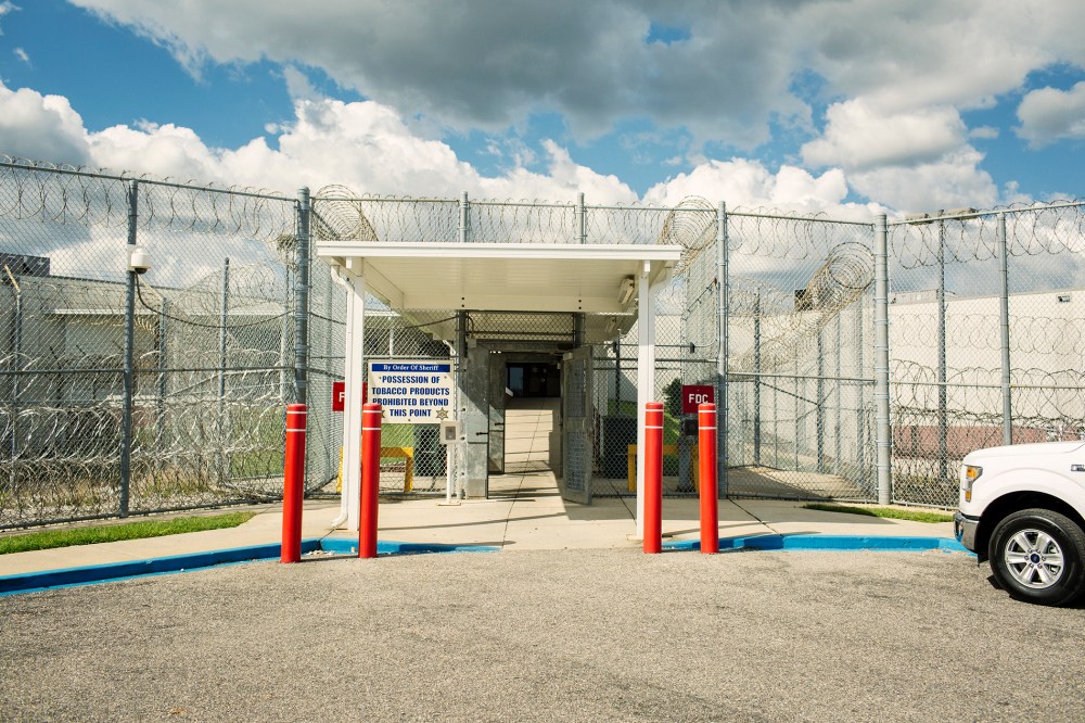 Entrance to the Harrison County Adult Detention Center in Gulfport where Qumotria Kennedy was illegally jailed for five days, and where Joseph Anderson was for illegally jailed for seven days. (Photo by William Widmer/ACLU)