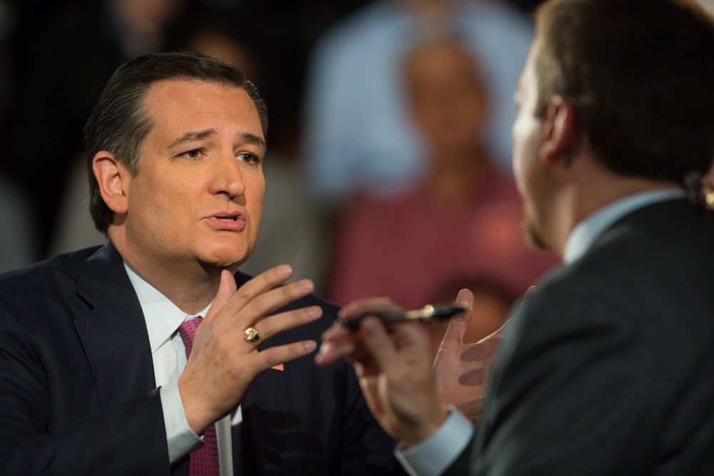 Ted Cruz responds to a question from Chuck Todd during an MSNBC Town Hall, in Buffalo, N.Y., April 14, 2016. (Photo by Nathan R. Congleton for MSNBC)