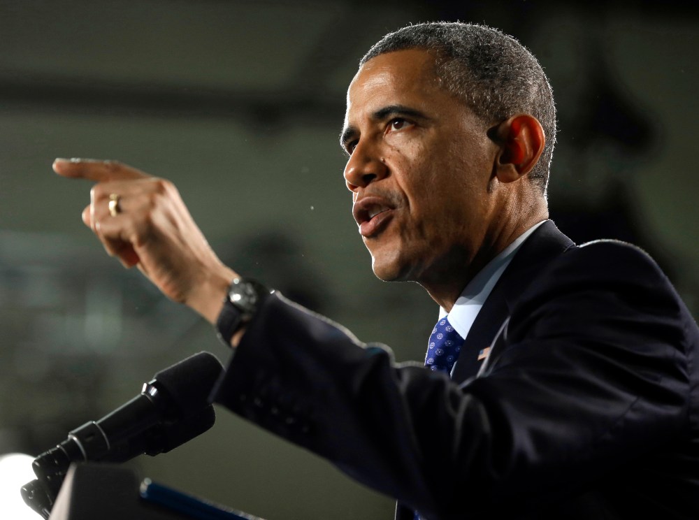 President Barack Obama at Manor New Technology High School, Thursday, May 9, 2013 in Manor, Texas. (AP Photo/Pablo Martinez Monsivais)