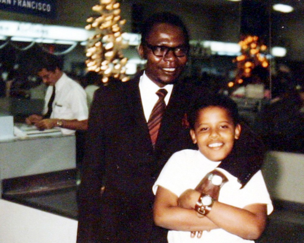 FILE - President Barack Obama as a young boy, and his father, also named Barack Obama. (AP Photo/Obama for America, File)