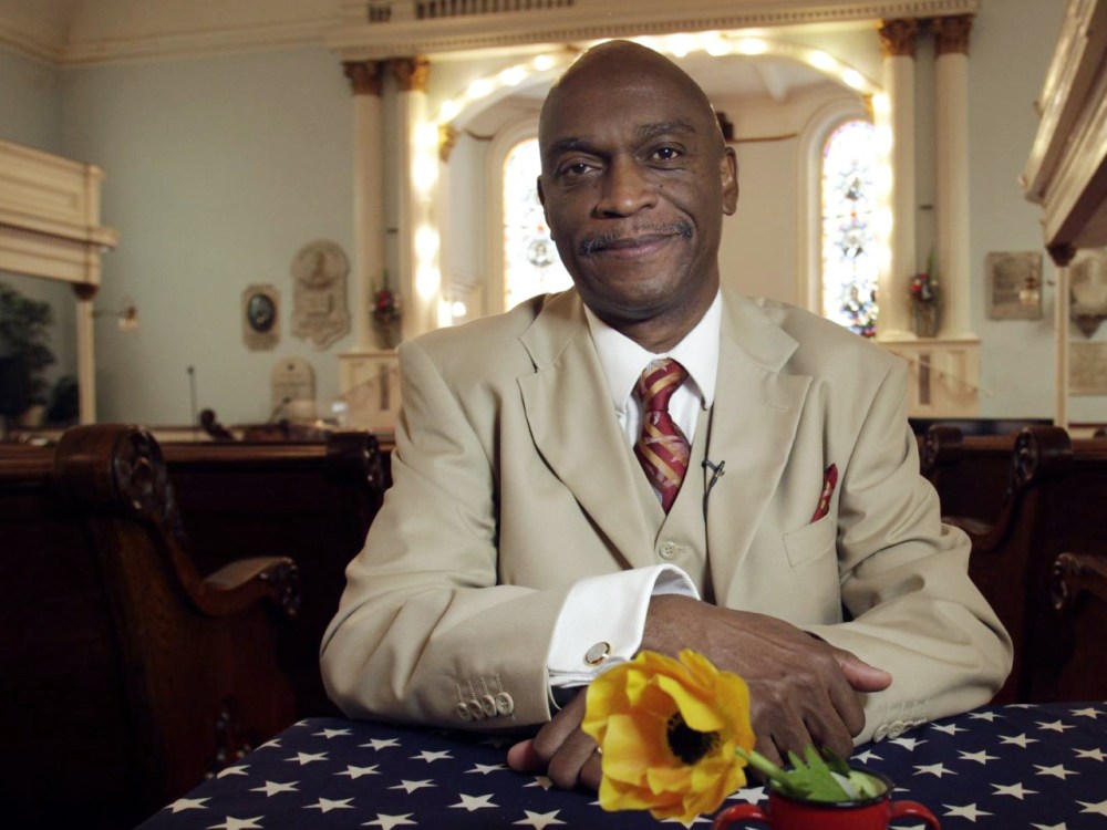 Pastor Thurmond Tillman, 57, of Savannah, Georgia, sits for an interview Sunday for Bring it to the Table at the First African Baptist Church in Savannah, Georgia.
