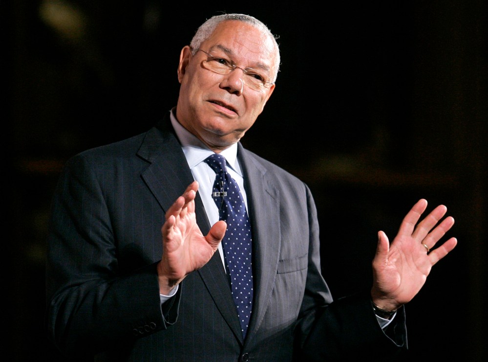 Former Secretary of State Colin Powell speaks in Providence, R.I.,  (Photo by Steven Senne/AP File)