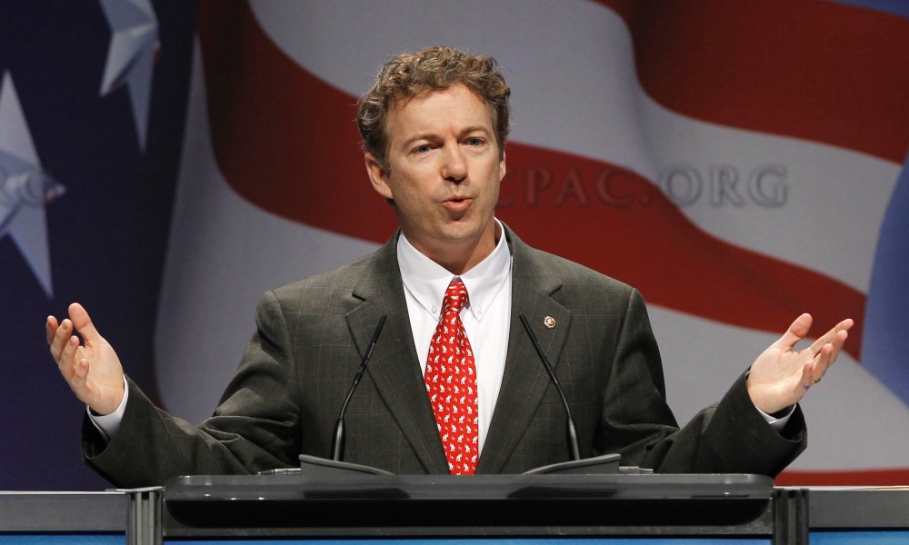Tea Party favorite, Sen. Rand Paul, R-Ky. addresses the Conservative Political Action Conference (CPAC) in Washington. (Photo by Alex Brandon/AP)