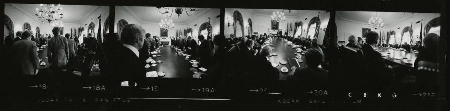 A contact sheet from pictures taken by White House photographers, April 14, 1975.