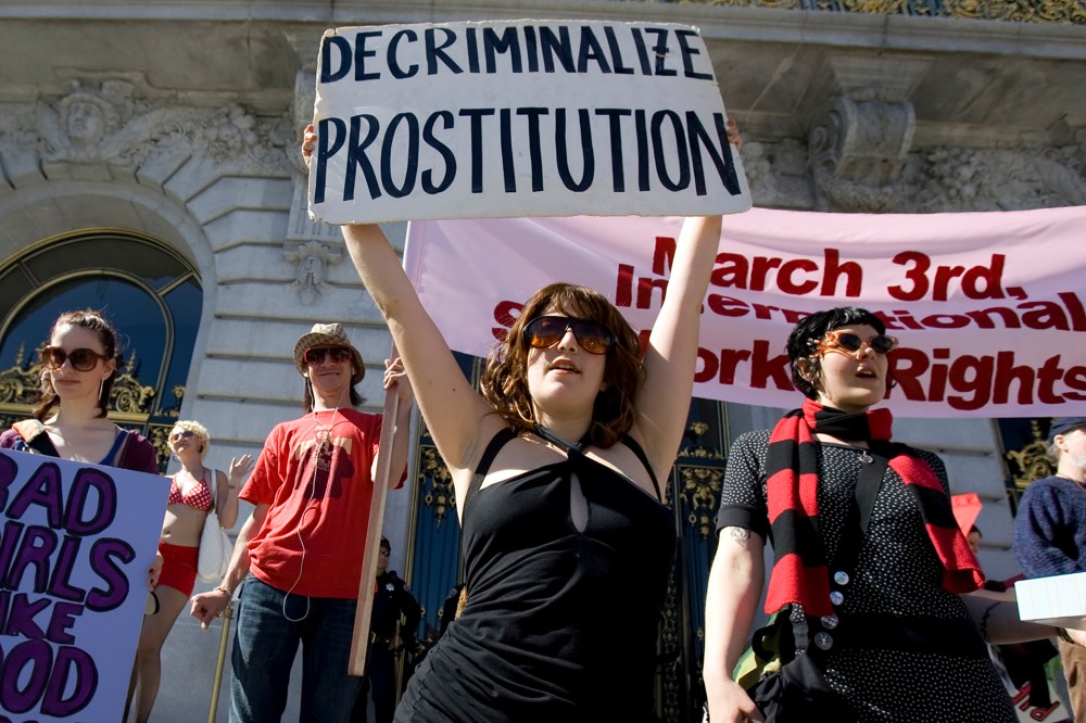 Sex workers and their supporters protest in front of City Hall in celebration of International Sex Workers' Rights Day in San Francisco (Photo by Kimberly White/Reuters).