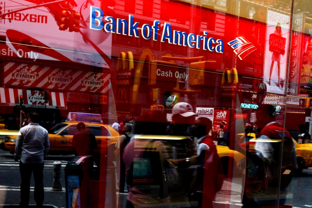 A Bank of America automatic teller machine is seen in New York