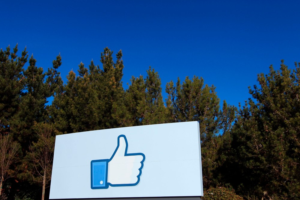 A giant "like" icon made popular by Facebook is seen at the company's new headquarters in Menlo Park, California.