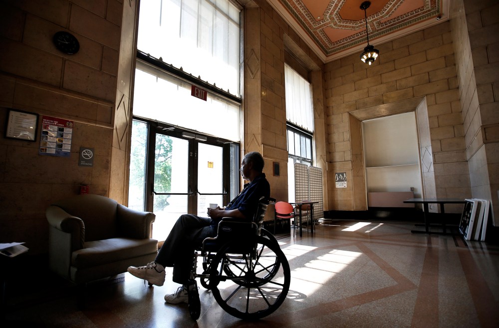 Woodrow "Woody" Barron, 69, from Plainfield New Jersey, sits at the Broadway House for Continuing care, a nursing facility for people living with HIV/AIDS in New Jersey on May 9, 2012.