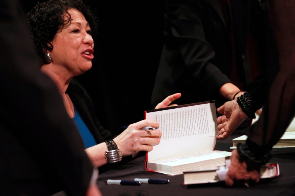 U.S. Supreme Court Justice Sonia Sotomayor signs copies of her book, January 28, 2013.
