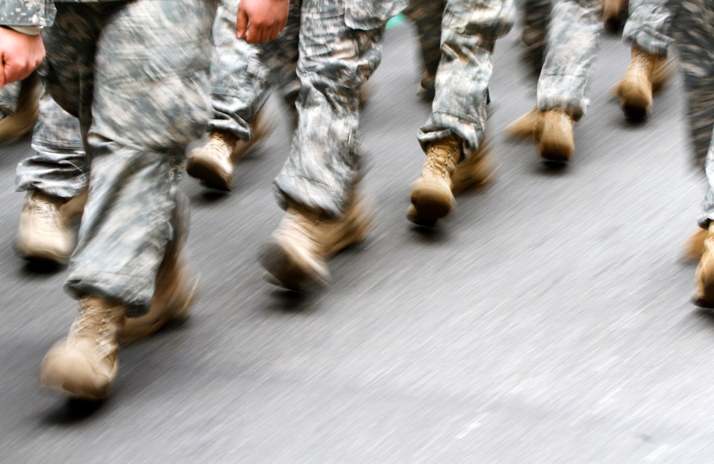 U.S. army soldiers are seen marching in the St. Patrick's Day Parade in New York, March 16, 2013.