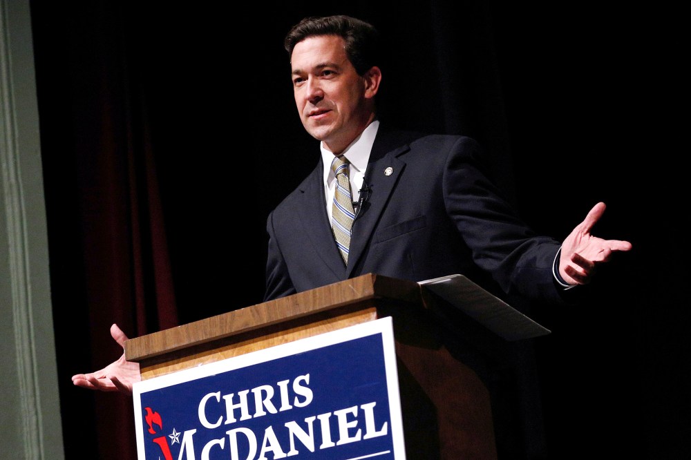 Mississippi Senator Chris McDaniel speaks during a town hall meeting in Ocean Springs, Miss., March 18, 2014.