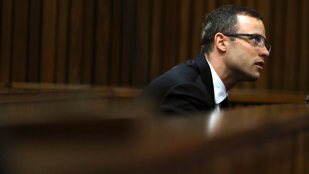 Pistorius looks on during his trial at the high court in Pretoria