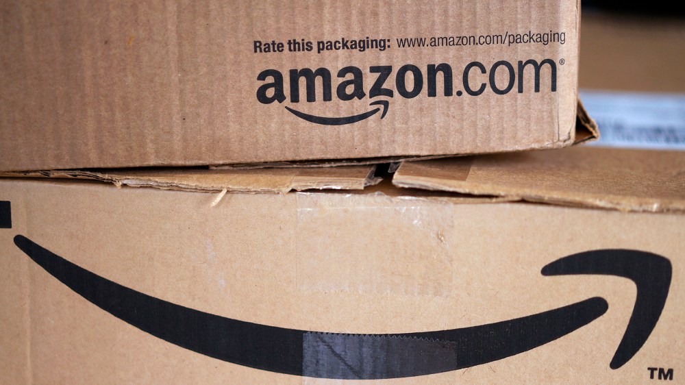 Two freshly delivered Amazon boxes are seen. (Photo by Rick Wilking/Reuters)