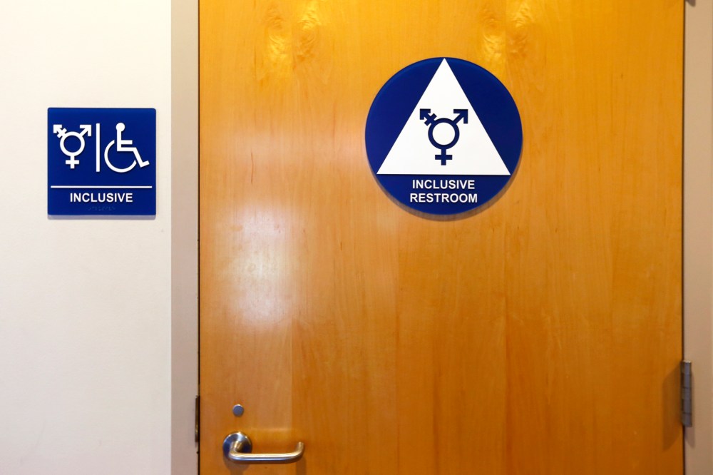 A gender-neutral bathroom is seen at the University of California, Irvine in Irvine, Calif., Sept. 30, 2014. (Photo by Lucy Nicholson/Reuters)