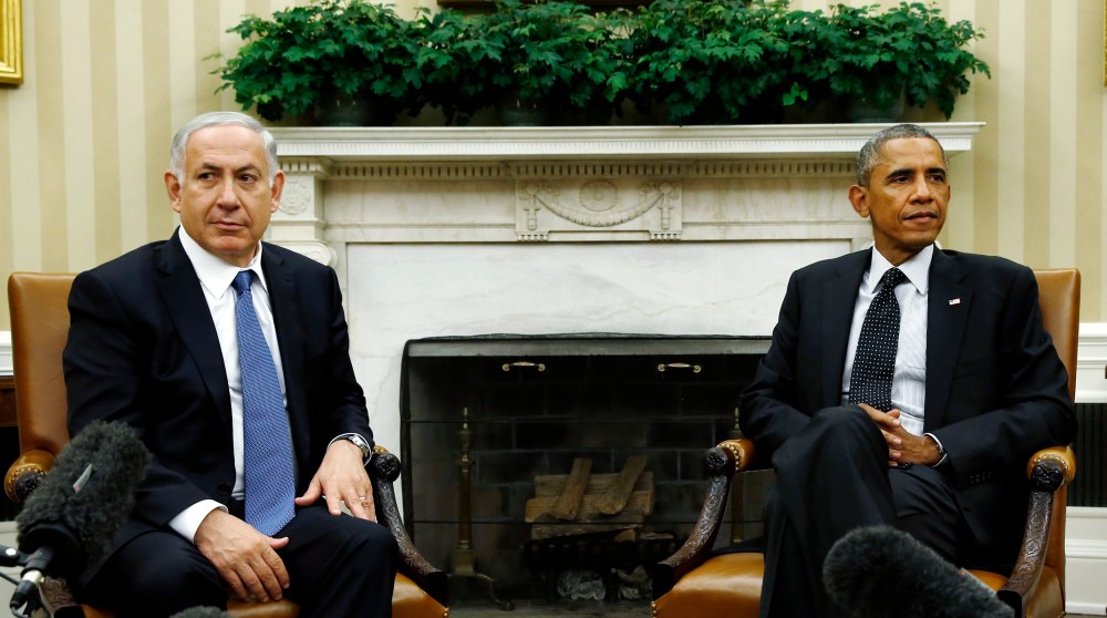 US President Barack Obama meets with Israel's Prime Minister Benjamin Netanyahu at the White House in Washington Oct. 1, 2014. (Photo by Kevin Lamarque/Reuters)