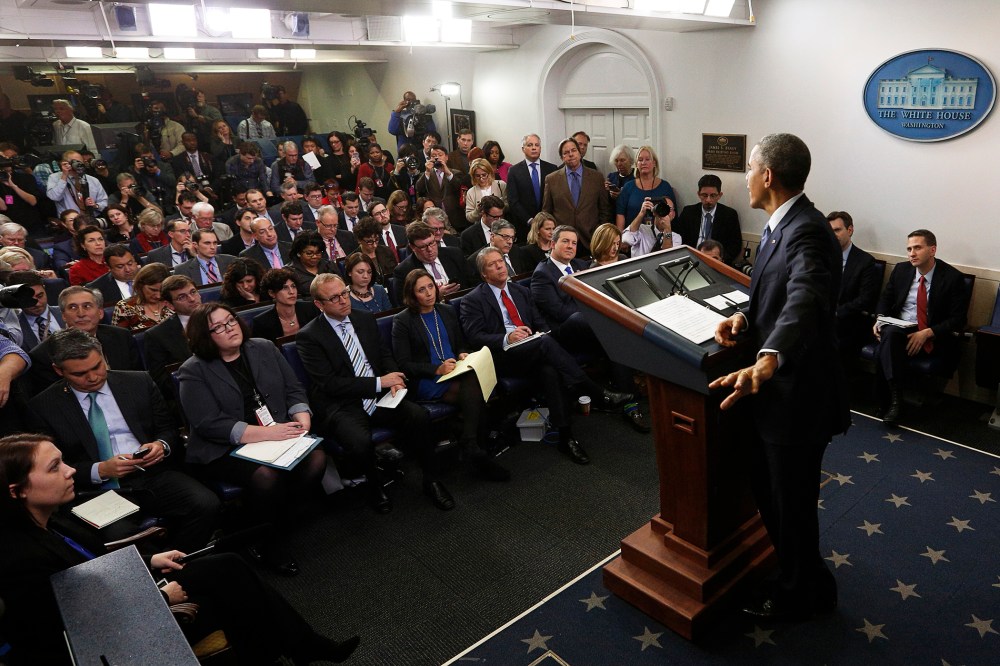 President Barack Obama responds to a question at his end of the year press conference in the briefing room of the White House in Washington, D.C. on Dec. 19, 2014. (Photo by Kevin Lamarque/Reuters)