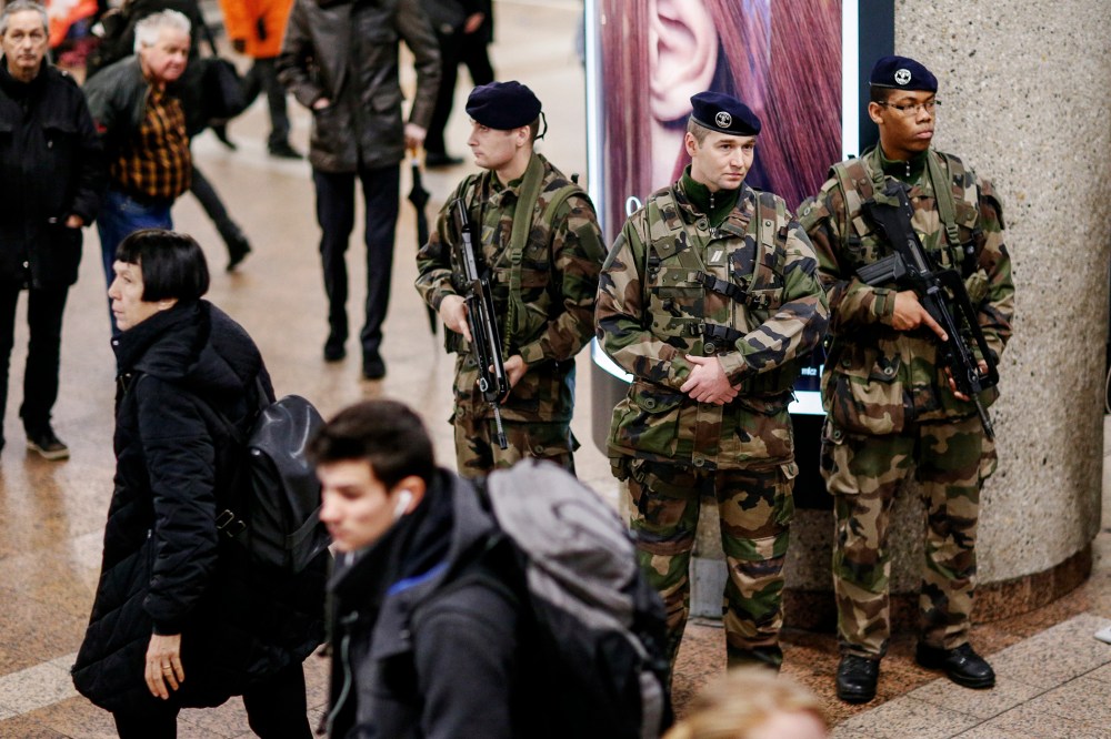 French soldiers patrol the Part-Dieu railway station in Lyon on Jan. 16, 2015. (Photo by Robert Pratta/Reuters)