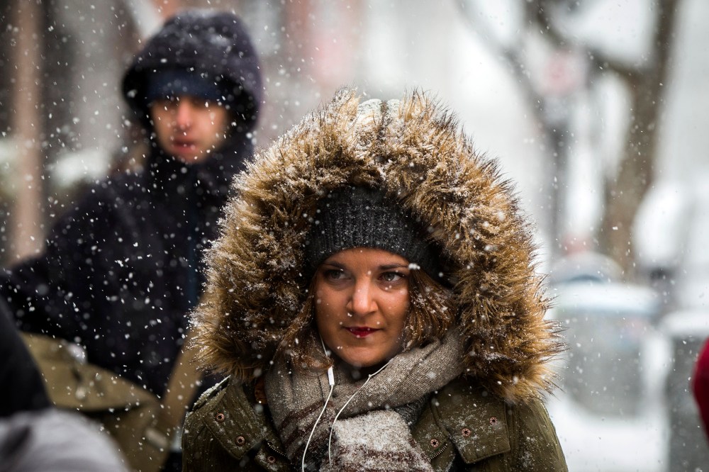 A pedestrian walks through a snow storm in New York, March 5, 2015. (Photo by Lucas Jackson/Reuters)