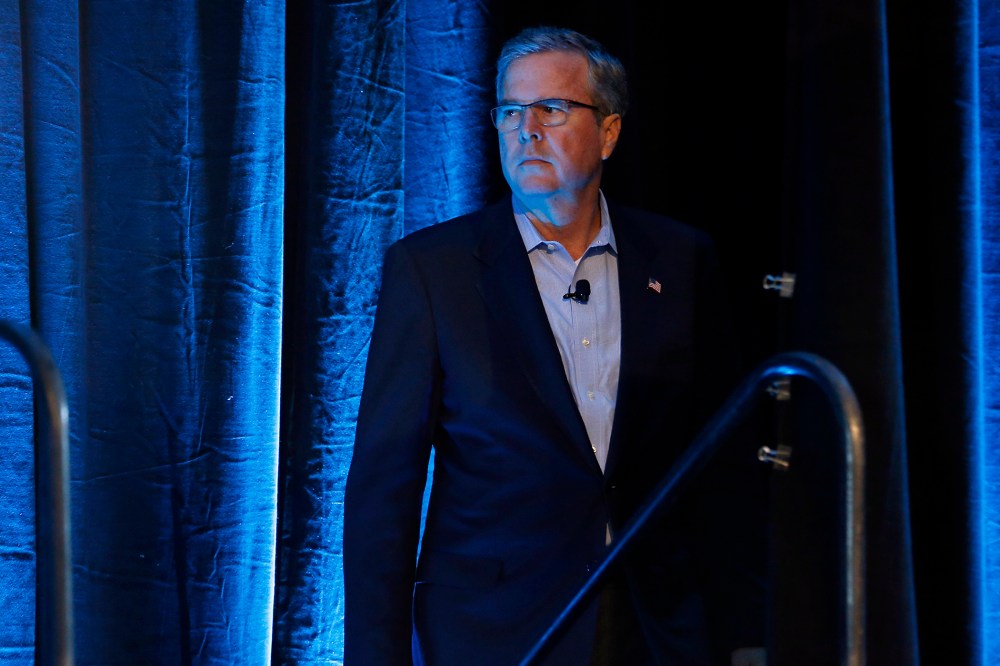 Former Governor of Florida Jeb Bush waits for his introduction at the Iowa Agriculture Summit in Des Moines, Iowa, March 7, 2015. (Photo by Jim Young/Reuters)