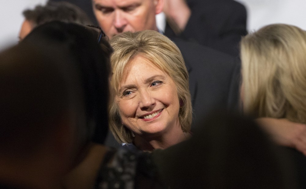 Democratic presidential candidate Hillary Clinton smiles as she greets supporters after speaking during the SC Equality dinner in Columbia, S.C., Nov. 7, 2015. (Photo by Chris Keane/Reuters)