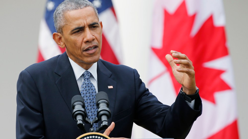 U.S. President Barack Obama addresses a joint news conference with Canadian Prime Minister Justin Trudeau in the White House Rose Garden in Washington, March 10, 2016. (Photo by Jonathan Ernst/Reuters)