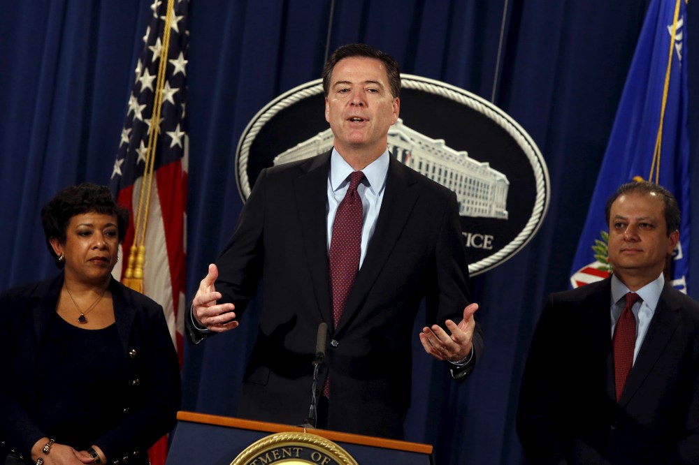 Federal Bureau of Investigation Director James Comey speaks during a news conference at the Justice Department in Washington, March 24, 2016. (Photo by Jonathan Ernst/Reuters)