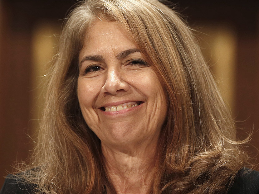 Nancy Jean Schiffer smiles at a confirmation hearing for her posting on the National Labor Relations Board while before the Senate Health, Education, Labor and Pension Committee on Capitol Hill in Washington, July 23, 2013.      (Photo by Larry Downing...