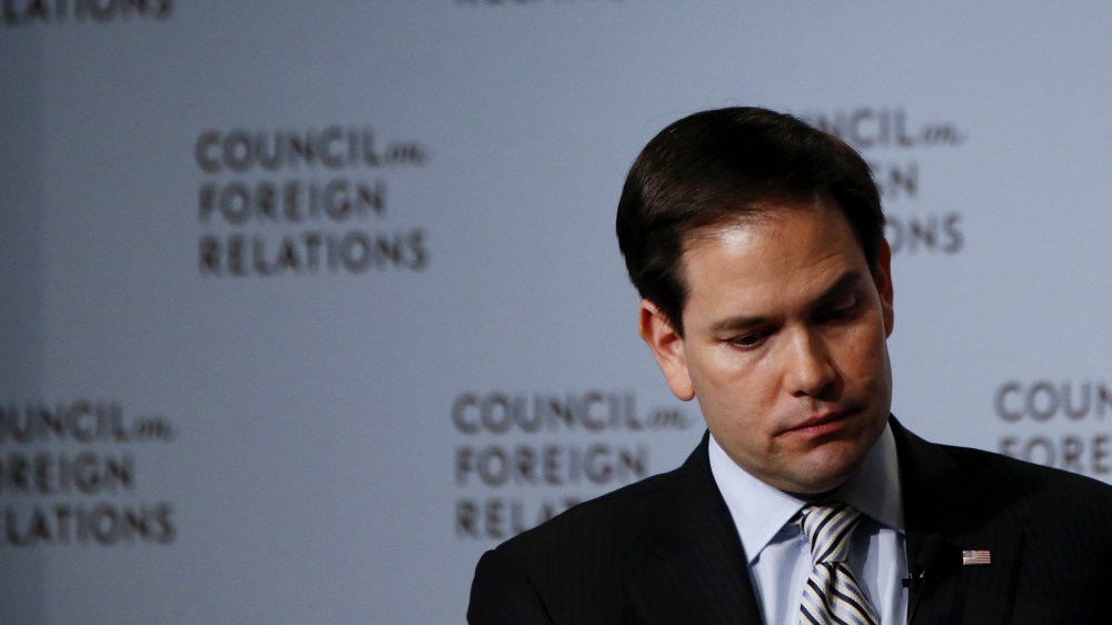 U.S. Republican presidential candidate Senator Marco Rubio (R-FL) listens to a question at the Council on Foreign Relations in New York May 13, 2015. (Photo by Shannon Stapleton/Reuters)