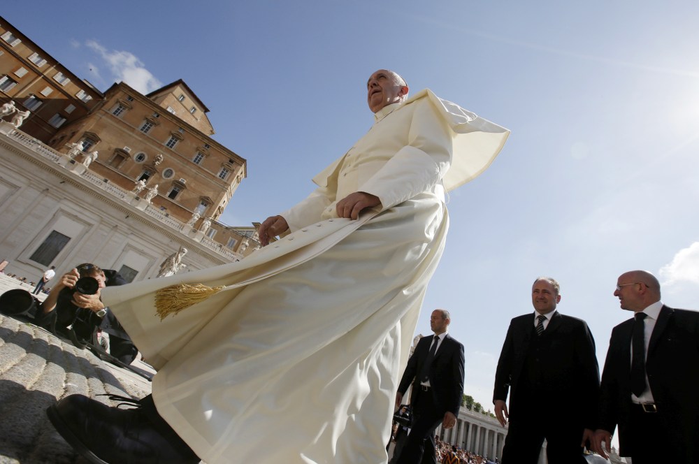 Pope Francis arrives to lead his Wednesday general audience in Saint Peter's square at the Vatican, June 17, 2015. (Photo by Max Rossi/Reuters)