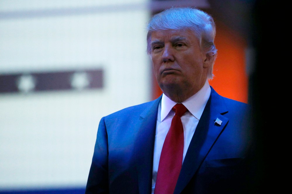 U.S. presidential candidate Donald Trump at the first official Republican presidential candidates debate of the 2016 U.S. presidential campaign in Cleveland, Ohio, Aug. 6, 2015. (Photo by Brian Snyder/Reuters)