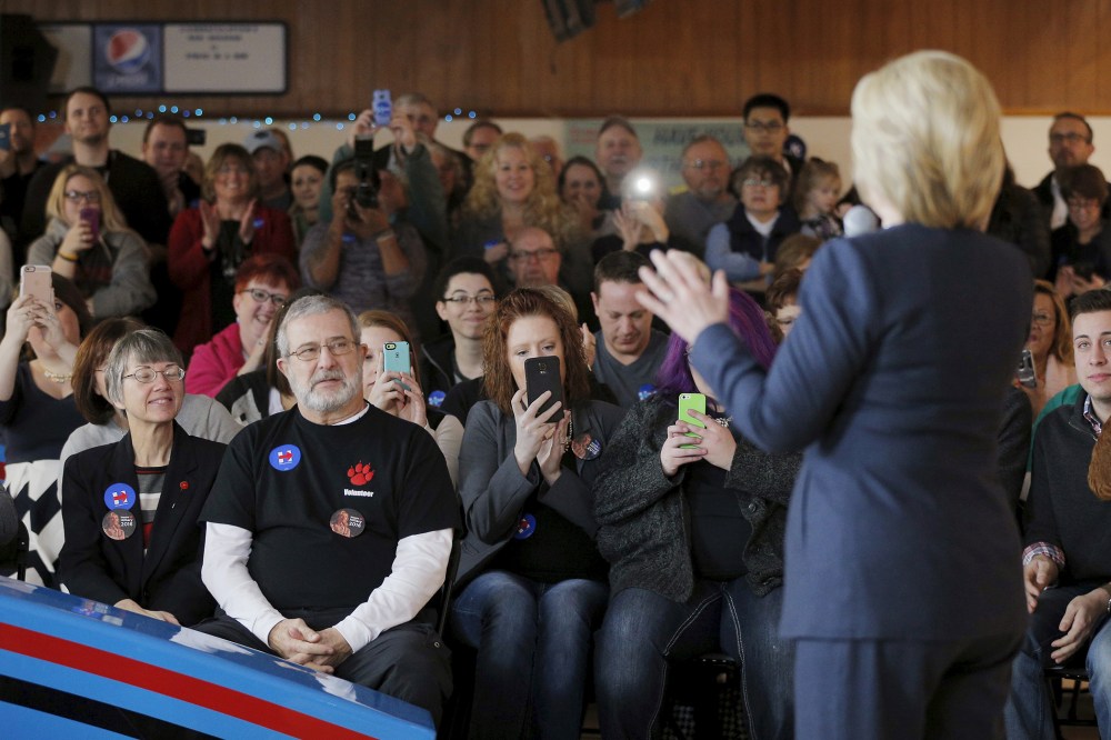 U.S. Democratic presidential candidate Hillary Clinton speaks at a campaign stop at the Family Fun Center in Adel, Iowa on Jan. 27, 2016. (Photo by Brian Snyder/Reuters)
