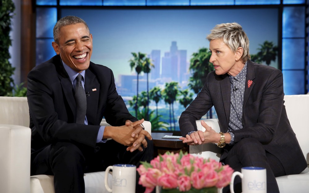 U.S. President Barack Obama appears on a taping of the Ellen DeGeneres Show in Burbank, Calif., Feb. 11, 2016. (Photo by Kevin Lamarque/Reuters)